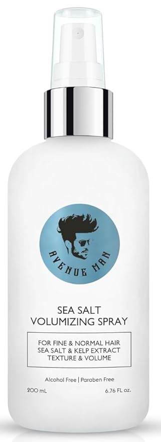 Avenue Man Volumizing Sea Salt Spray for Men - Lightweight Sea Salt Hair Spray for Men - Paraben & Sulfate-Free - Mens Hairspray for Fine & Normal Hair with Kelp, Papaya, Brown Seaweed - 6.76 oz