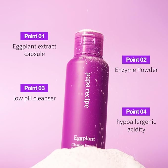 Papa Recipe Eggplant Enzyme Powder Cleanser - Soft Exfoliating Facial Wash for Sensitive Skin (50g, 1.72oz) - Korean Skincare for Radiant, Smooth Complexion, Safe for sensitive skin