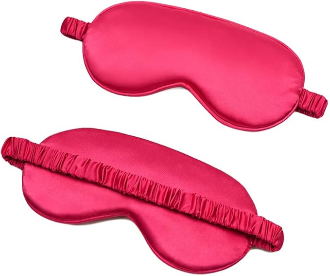100% Natural Mulberry Soft Silk Sleep Mask, Light Blocking Eye Masks For Sleep, Night Blindfold Eye Mask Cover For Men And Women, Sleeping Night Mask For Travel (Red)