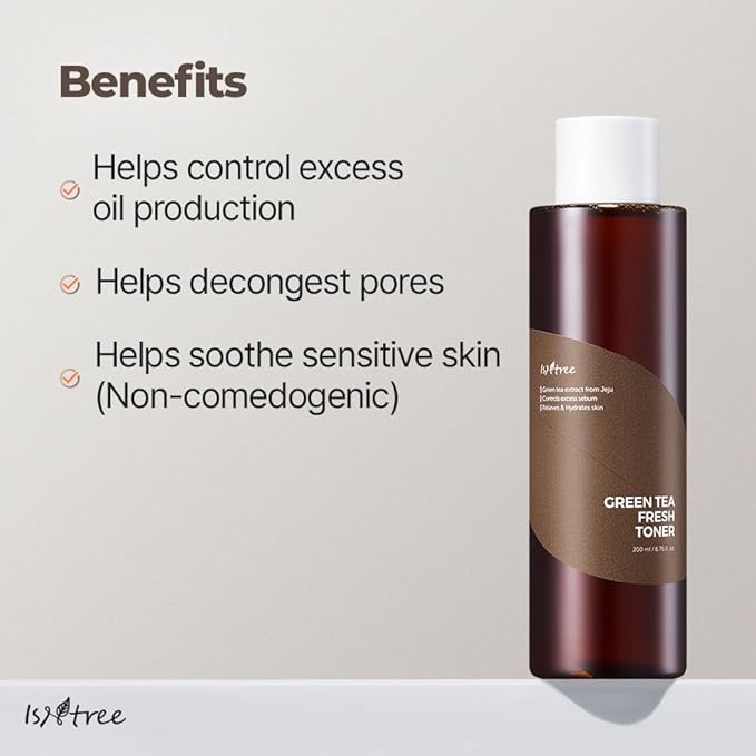ISNTREE Green Tea Fresh Toner 200ml, 6.76 fl.oz | Korean Skincare | Toner for Oily Skin | Sebum Control | Hydrating and Refreshing