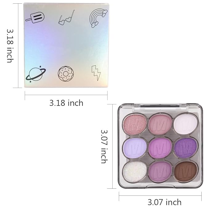 9 Colors Purple Grape Matte Shimmer Eyeshadow Palette for Eye Makeup,High Pigmented Brown Eye Shadow Primers Powder Palet de sombras de ojos