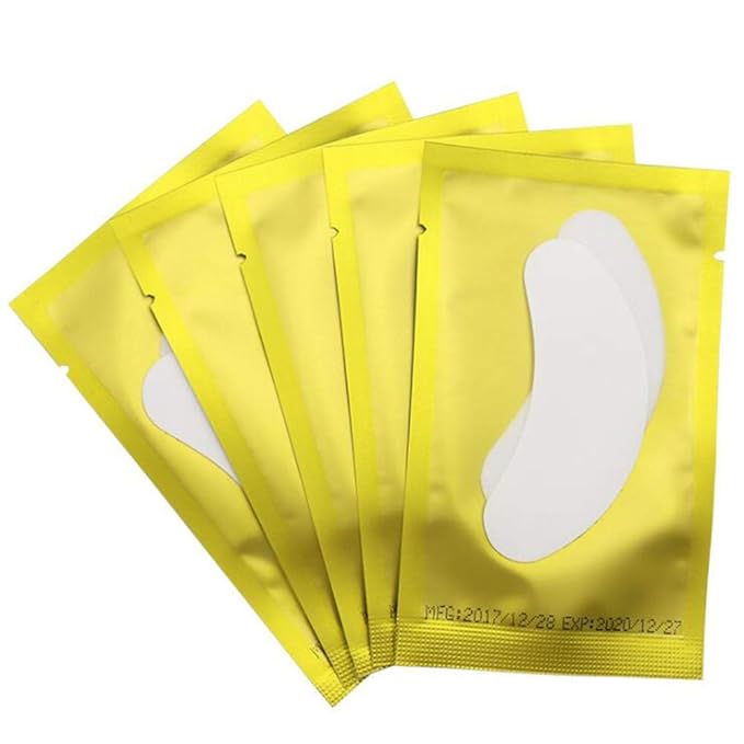 100 Pairs Set,Eye Gel Patches,Under Eye Pads Lint Free Lash Extension Eye Gel Patches for Eyelash Extension (gold)