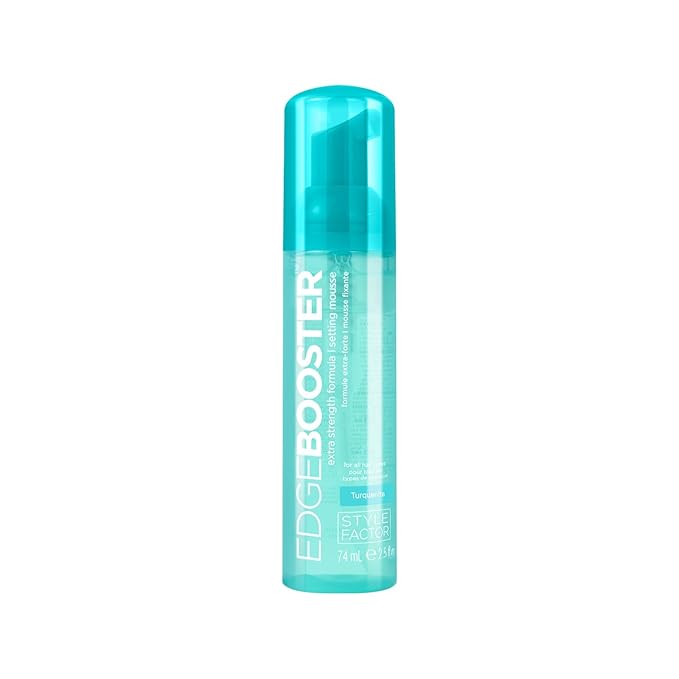 Style Factor EDGE BOOSTER Extra Strength Setting Mousse – Frizz Control, Extra Volume, and Conditioning – 2.5oz Turquenite Mousse for Curly Hair