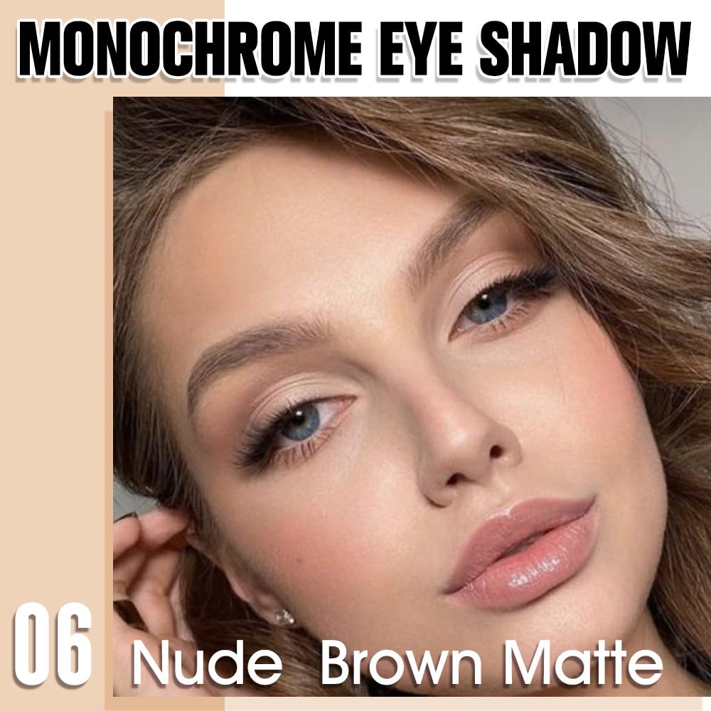 Single Matte Eye Shadow Palette Makeup, Nude Brown Matte Eyeshadow for Women, Monochrome Eye Shadow Makeup, Pigmented Waterproof Sombras Para Ojos, Vegan, Talc, Paraben & Cruelty Free, 06