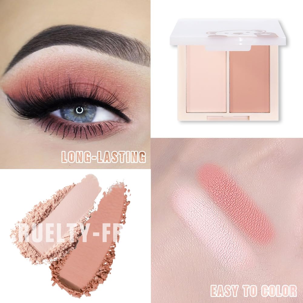 AMY'S DIARY Matte Eyeshadow, Nude Pink Eyeshadow, Ultra-fine Lightweight Powder, Multiuse Blendable Eye shadow and Blush Makeup, Daily Matte Warm Tone Eyes Makeup, Half Pink (03#)