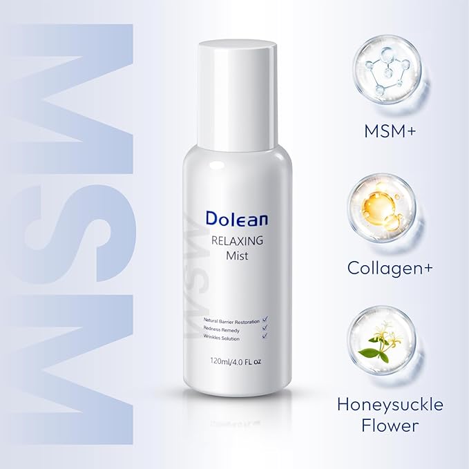 Relaxing Mist Facial Spray With Msm And Collagen, Face Mist Hydrating And Redness Remedy,No Artificial Fragrance, Body/Skin Care, 4 Fl Oz