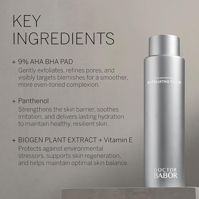 Doctor BABOR Exfoliating Toner | Facial Toner for Blemished and Oily Skin | Anti-Pimples and for Finer Pores | with AHA, BHA and PAD | 200 ml