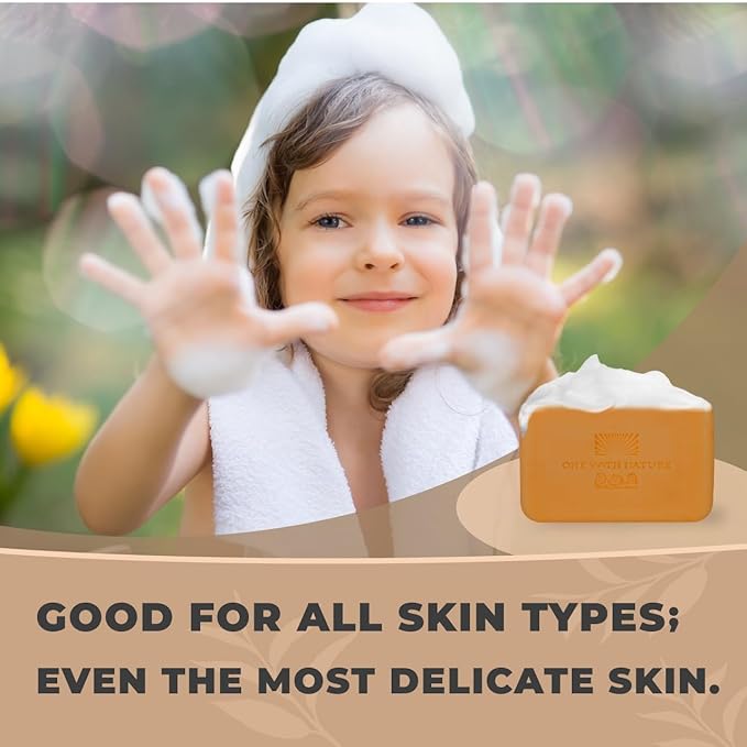 One With Nature Dead Sea Salt Turmeric Soap 7oz 3-Pack – Purifying and Exfoliating Soap Bar with Dead Sea Minerals and Honey for Face & Body, for Men & Women