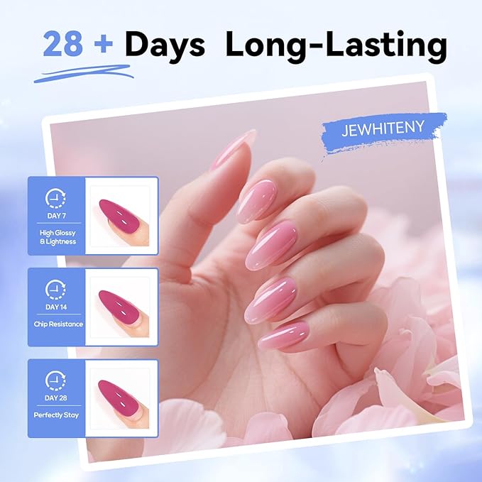 JEWHITENY 28 Colors Poly Nail Gel Set - 15ml Nude Pink Brown Black Grey Blue Yellow Tones for French Manicure DIY Nail Art Salon & Home Use Holiday Gift