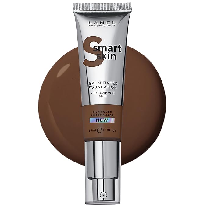 LAMEL Smartskin Serum Tinted Foundation - Hydrating & Nourishing - Hypoallergenic & Skin-Caring - Color Correcting - Anti-Aging Formula with Hyaluronic Acid, 412-1,18 fl.oz