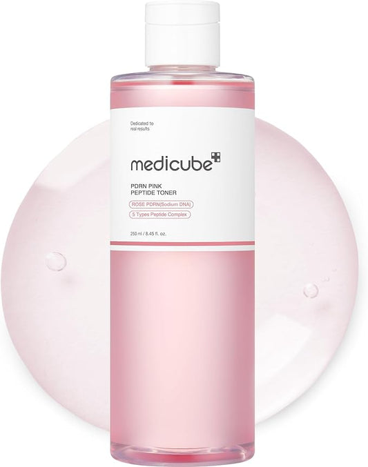 medicube PDRN Pink Peptide Toner I Pink Glow Toner for Skin Boosting, Soothing and Calming, Uneven Skin Tone, Rose PDRN & Peptide & Niacinamide, Korean Skin Care (250ml / 8.45 fl. oz.)