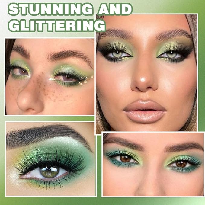 SUAKE Waterproof 9 Colors Shimmer Matte Eyeshadow Palette.Longwearing Highly Pigmented Glitter Eye Makeup Palet. Sparkle Pearlescent paleta de sombras 1# Gold Green