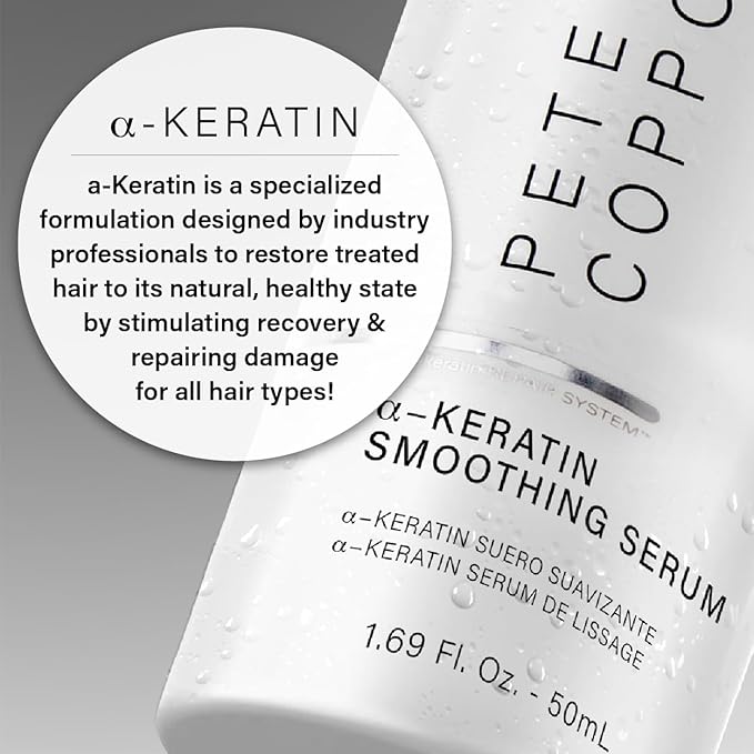 Peter Coppola a-Keratin Smoothing Serum - Lightweight Serum Adds Shine & Moisture To Frizzy And Damaged Hair - Hair Repair Serum With Argan Oil Conditions & Hydrates Frizz & Split Ends 1.69 oz