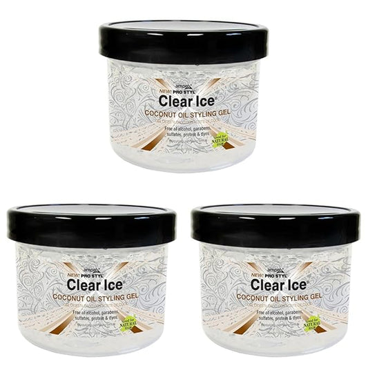 AmPro Pro Styl Coconut Styling Gel - Moisturizes and Conditions Your Strands - Non-Flaking, Alcohol Free, Vegan Formula - Flexible, Touchable Hold for All Hair Types - 12 oz (Pack of 3)