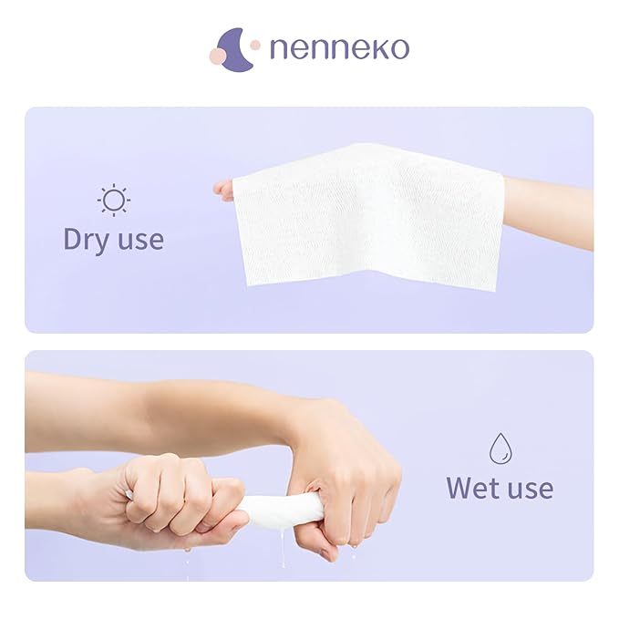 Disposable Face Towel XL Facial Wipes - Organic Vegan Biodegradable Face Towels,Ultra Soft Thick Wash Cloths for Adults and Baby, 100% Cotton Dry Wipes for Washing and Drying