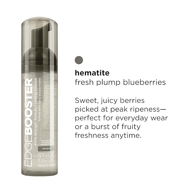 Style Factor EDGE BOOSTER Extra Strength Setting Mousse – Frizz Control, Extra Volume, and Conditioning – 6.4oz Hematite Mousse for Curly Hair