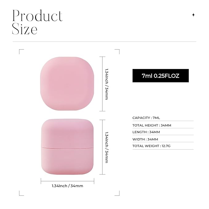 0.25 oz(7g) Empty Lip Balm Square Containers Tubes Lipstick 12 Pieces for Make Natural Lip Balm Lip Care - DIY & BPA FREE (Pink)