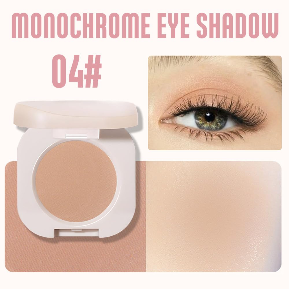 Monochrome Matte Eyeshadow, Brown Eye Shadow Makeup, Neutral Matte Pressed Powder,Single Vegan Eyeshadow, Highly Pigmented Natural Eyeshadow Palette,Single Long Lasting Nature Eye Make 04#
