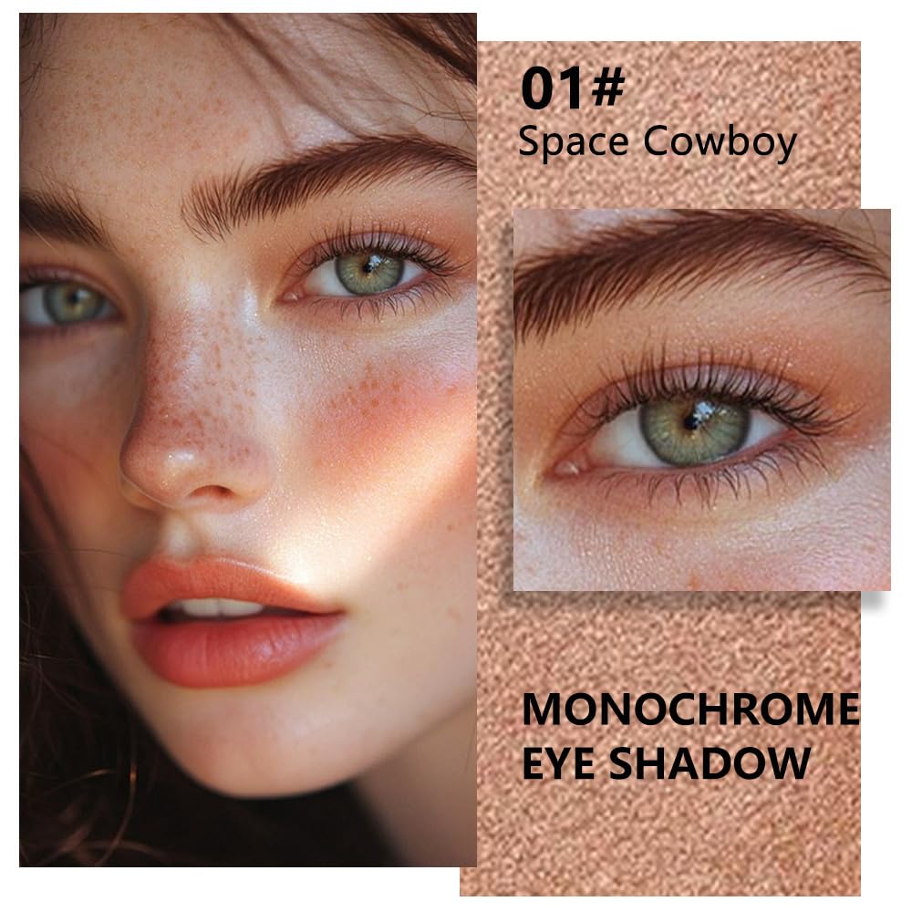 Light Brown Champagne Colored Glitter Eyeshadow – Champagne Copper Shimmer Eye Shadow, Daily Waterproof Long-Lasting Eyeshadow Powder Palette for Women Neutral Eye Makeup sombras para ojos 01