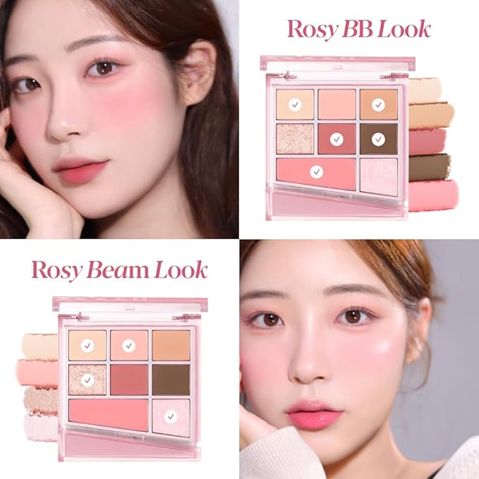 Espoir Real Eye Palette All New #3 Rosy BB 0.2 oz | Multi-Use Long-Lasting Blendable 8 Colors Natural Glitter Soft veil matte Makeup Eyeshadow Palette for Various Makeup Looks | Korean Makeup