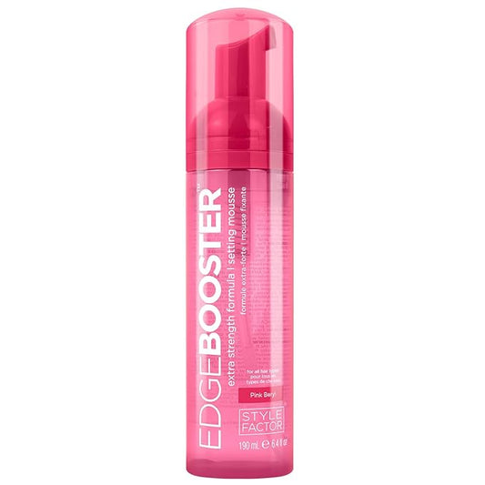 Style Factor EDGE BOOSTER Extra Strength Setting Mousse – Frizz Control, Extra Volume, and Conditioning – 6.4oz Pink Beryl Mousse for Curly Hair