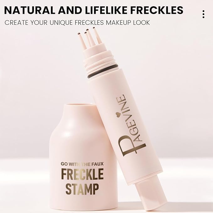 Freckle Stamp Pen,Fake Freckles Stain Marker Pencil Tool for Natural Lifelike Sunkissed Face Freckle Makeup for Waterproof and Long-Lasting,Quick Dry 5-Point Faux Freckle Stamp Cushion, 04 Espresso