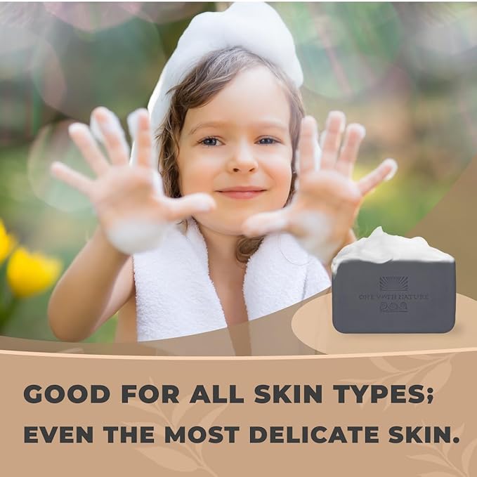 One With Nature Activated Charcoal Soap 4oz 3-Pack – Detoxifying and Exfoliating Charcoal Soap Bar with Dead Sea Salt for Face & Body, for Men & Women