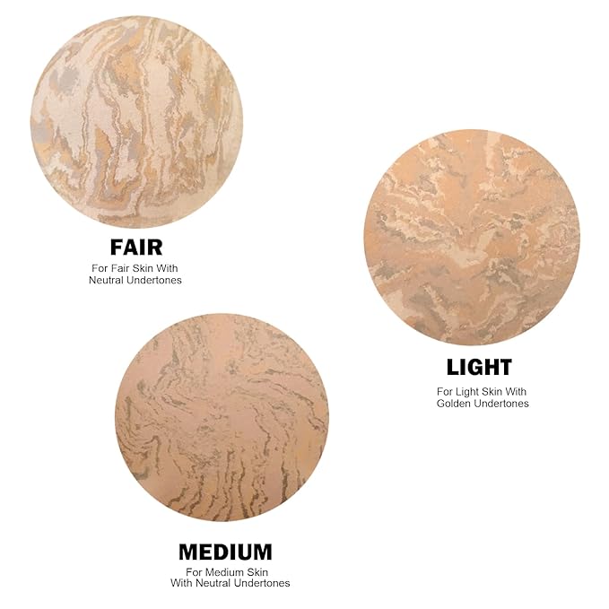 Marbleized Baked Foundation Makeup, Balance and Brighten Color Correcting Powder Foundation - Buildable Light to Medium Coverage - Demi-Matte Natural Finish (#002 LIGHT, 0.32 Oz)