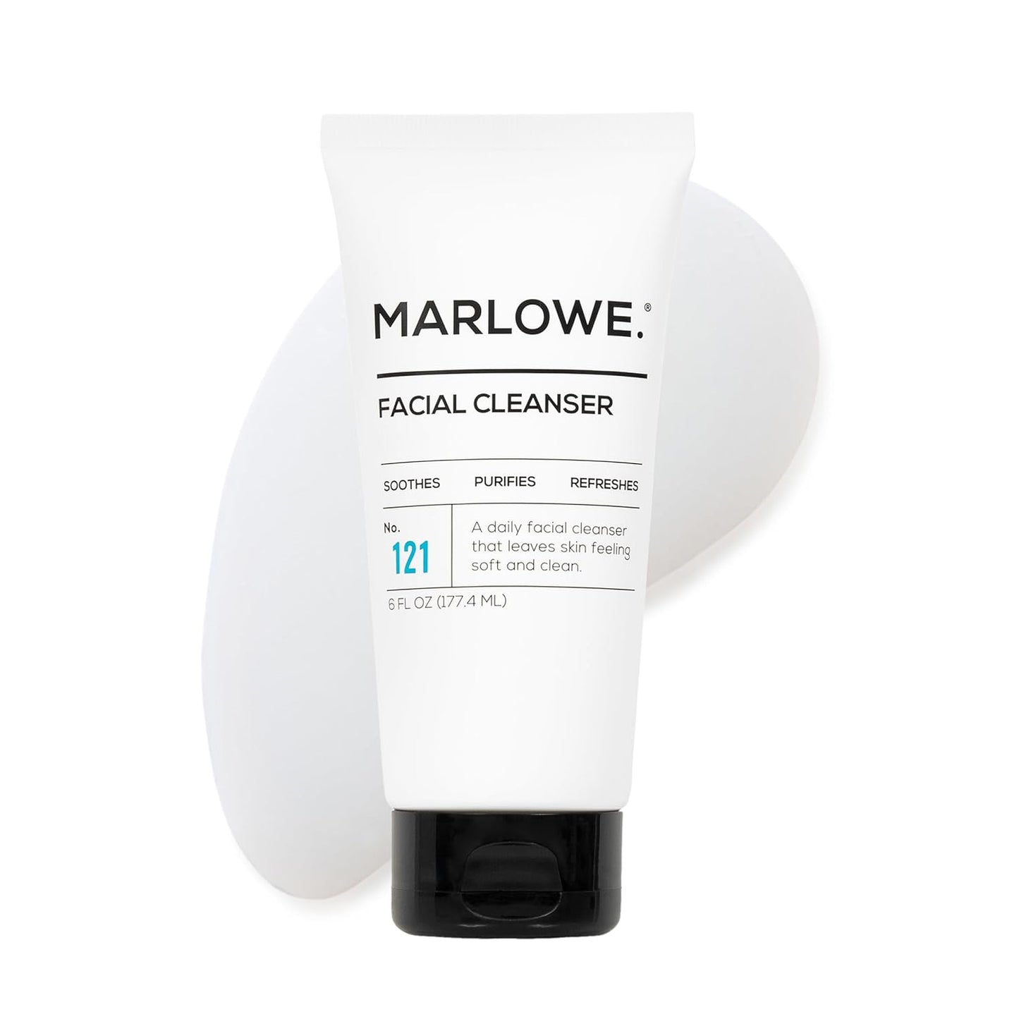 MARLOWE. No. 121 Facial Cleanser 6 oz, Daily Mens Face Wash with Natural Extracts & Antioxidants, Soothes, Purifies, Refreshes, Thick Lather, Fresh Woodsy Scent