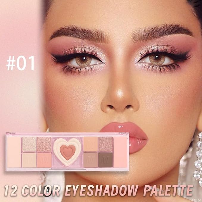 12 Colors Nude White Orange Matte Shimmer Eyeshadow Palette for Eye Makeup,High Pigmented Brown Eye Shadow Primers Powder Palet de sombras de ojos