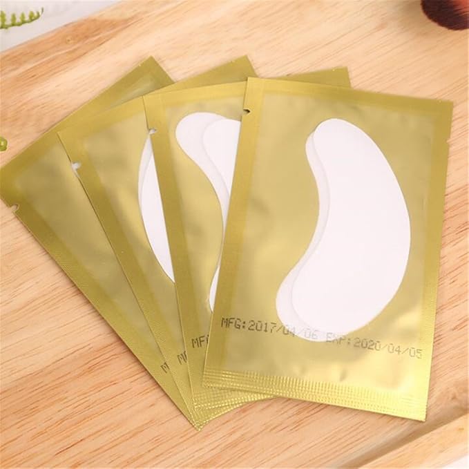 100 Pairs Set,Eye Gel Patches,Under Eye Pads Lint Free Lash Extension Eye Gel Patches for Eyelash Extension Eye (gold)