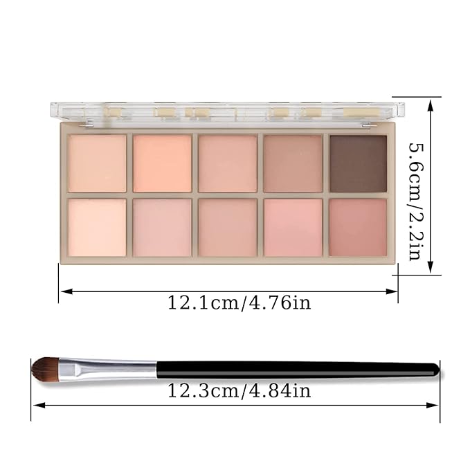 10 Colors Eyeshadow Palette Matte Naked Eye Shadow Makeup,High Pigmented, Naturing-Looking, Ultra-Blendable,Long Lasting High Pigment Nude Eyeshadow with 3 Eyeshadow Brush(Milk Tea)