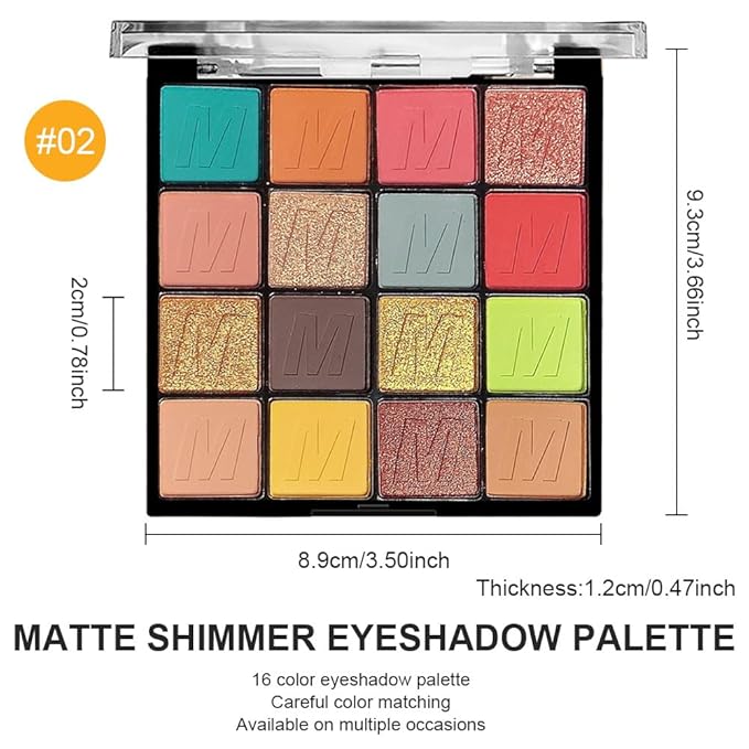 16 Colors Champagne Gold Glitter Matte Shimmer Eyeshadow Palette for Eye Makeup,High Pigmented Brown Eye Shadow Primers Powder Palet de sombras de ojos