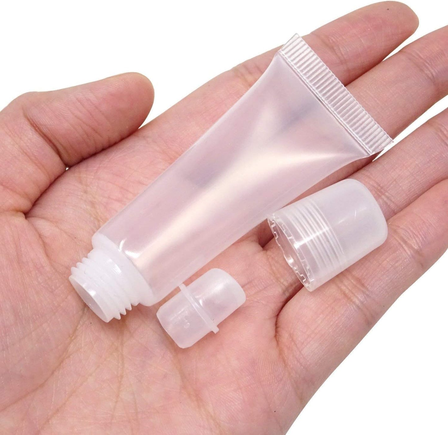 JIAKAI 10ml Mini Clear Refillable Empty Tubes Lip Gloss Balm Container,Soft Tubes Makeup Box,Shampoo Samples Empty Tubes with Screw Cover (20pcs)