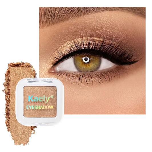 Golden Brown Glitter Single Eyeshadow – Neutral Shimmer Eye Shadow, Daily Waterproof Long-Lasting Eyeshadow Powder Palette for Women Eye Makeup sombras para ojos (06)