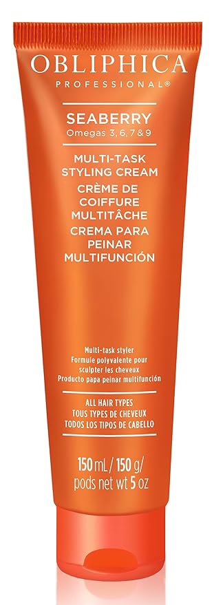 Obliphica Seaberry Styling Cream - Anti-Frizz Control, Damage Repair, Hair and Scalp Treatment - 5 Fl Oz