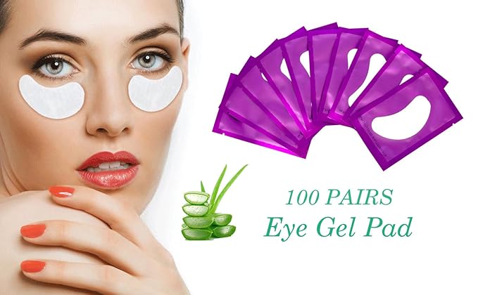 100 Pairs Set Under Eye Pads, Comfy and Cool Under Eye Patches Gel Pad for Eyelash Extensions Eye Mask Beauty Tool (Purple)