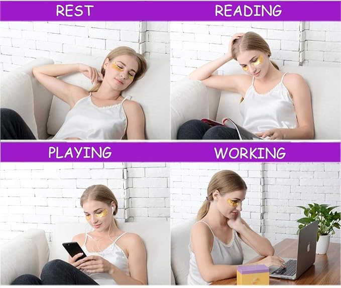 48Pcs/24Pairs 24K Gold Gel Crystal Collagen Eye Pads, Under Eye Mask for Moisturizing, Fine Lines, Dark Circles& Puffy Eyes Under Eye Patches