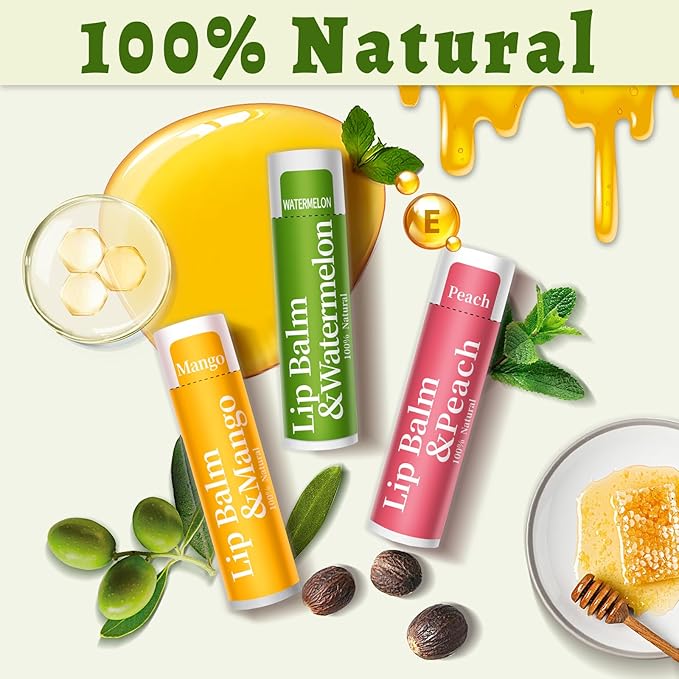 250 Pcs Lip Balm Bulk,12 Fruit Flavored Natural Bulk Lip Balm, Lip Balms Pack with Vitamin E, Lip Balm Gift Set Women Stocking Stuffers Party Favors, Moisturizing&Soothing(4.2g/0.15oz)