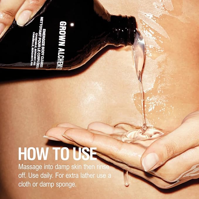 Grown Alchemist Energize Body Cleanser, Chamomile, Bergamot & Rose Body Cleanser. Gentle Body Wash that Hydrates and Cleanses Skin (300 ml).