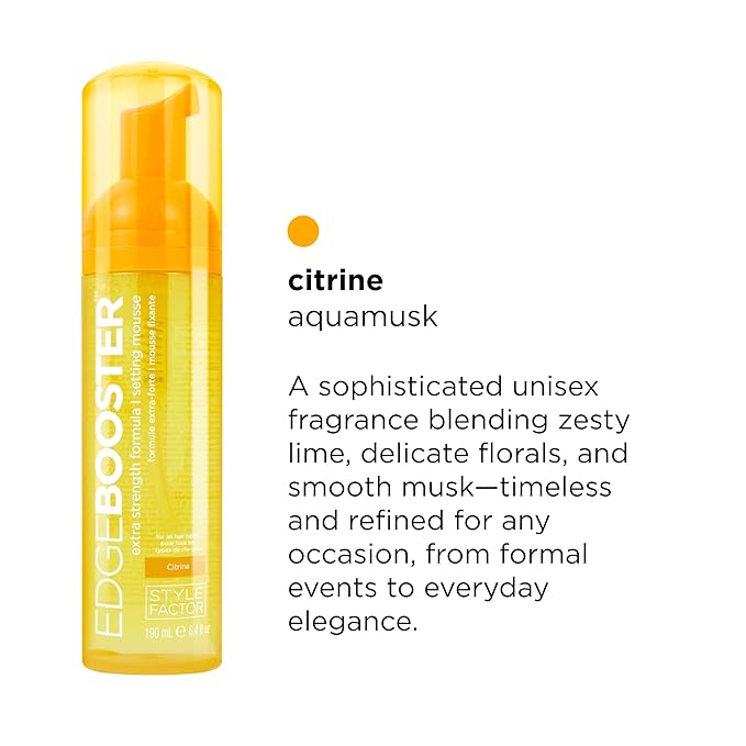 Style Factor EDGE BOOSTER Extra Strength Setting Mousse – Frizz Control, Extra Volume, and Conditioning – 6.4oz Citrine Mousse for Curly Hair