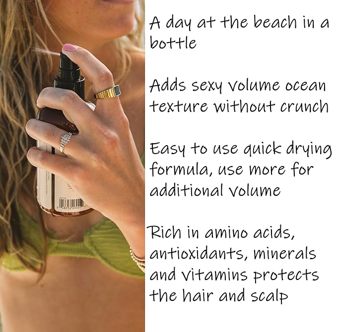 Sea Salt Hair Volumizing Spray Adds Texture, Volume, UV Protection, Beach Wave Finish I For All Hair Types (8.5 fl. oz./250ml)