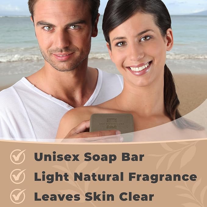 One With Nature Dead Sea Mud Soap 4oz 3-Pack – Purifying and Exfoliating Soap Bar with Dead Sea Salt Minerals for Face & Body, for Men & Women