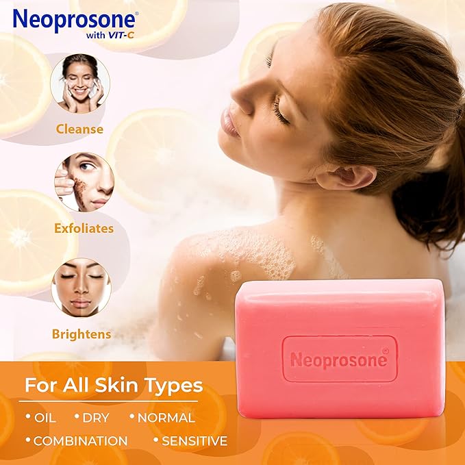 Neoprosone, Skin Brightening Soap | 7oz / 200g | Exfoliating, Cleansing Bar, Helps to Reduce Spots on: Knees, Elbows, Face, Private Areas | For Women and Men, with Vitamin C and Castor Oil