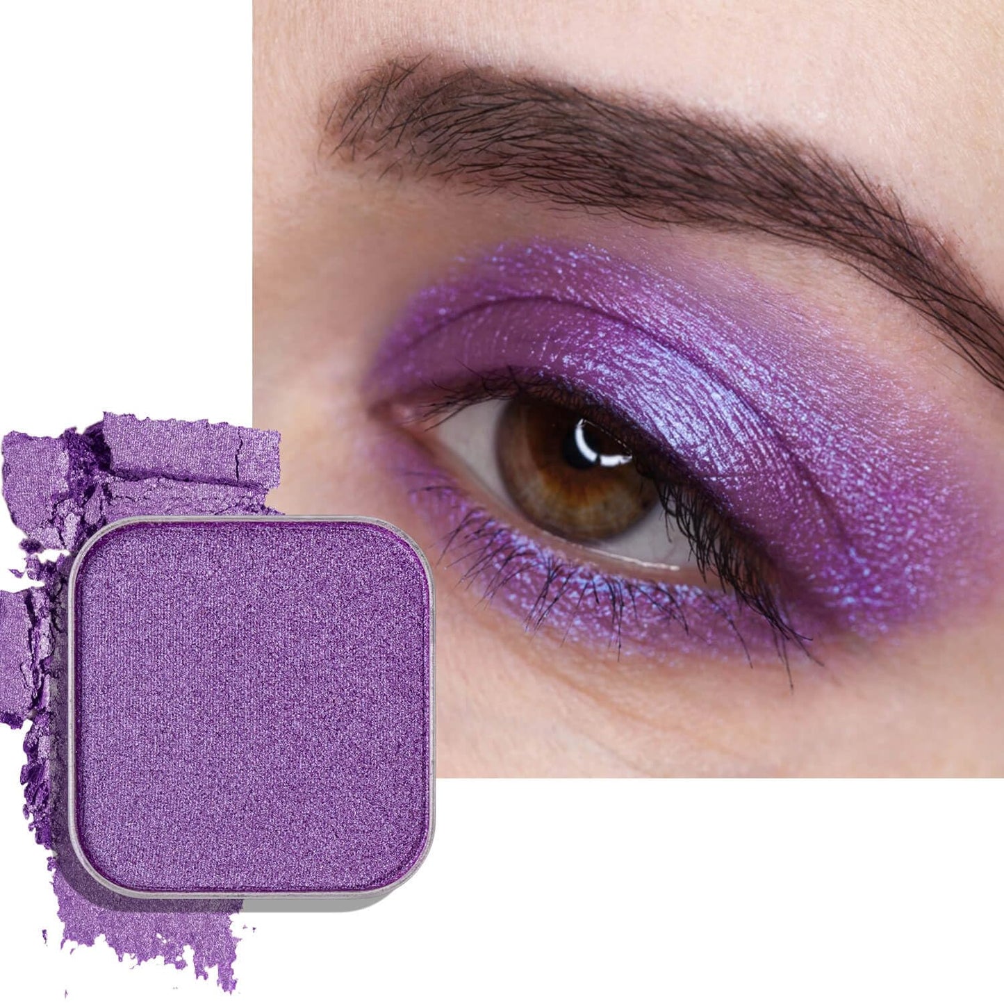 Single Purple Eyeshadow Matte Shimmer Finish Soft Texture High Pigment Long Lasting Magnetic Refill for DIY Eyeshadow Palette (Amethyst)
