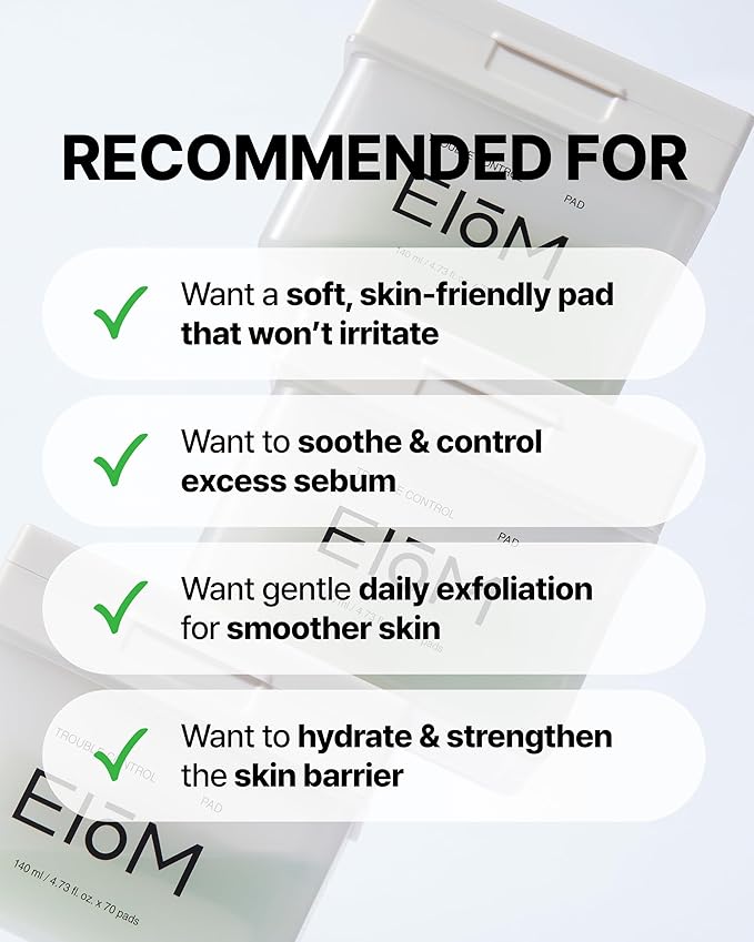 Trouble Control Pad | Korean Toner for Oily, Sensitive & Acne-Prone Skin – Exfoliating Facial Pads with Dual Cotton Rounds & Calming Botanicals (70 Pads)
