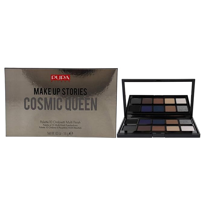 Pupa Milano Make Up Stories Eyeshadow Palette 004 Cosmic Queen - 10-Shade Shadow Collection with Matte, Satin, and Metallic Color Options - High Pigment Formula - Soft, Blendable Texture - 0.63 oz