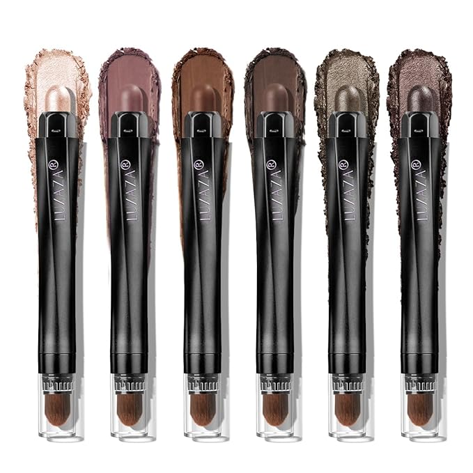 Neutral Eyeshadow Stick Makeup 6PCS Set, Dark Grey Shimmer Matte Cream Eye Shadow for Smoky Eye Brightener Pencil Crayon - A3 Smoky Rose Taupe