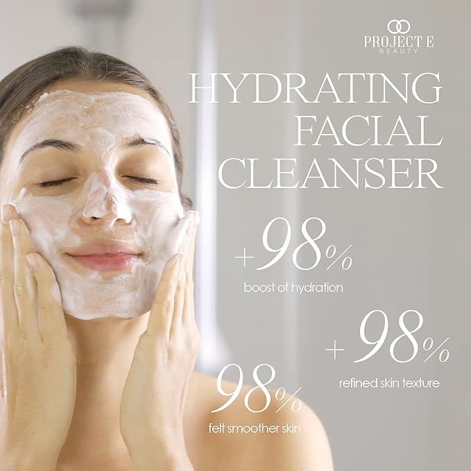 Project E Beauty Hydrating Facial Cleanser Gentle Cleansing | Removes Dirt, Oil & Makeup | Moisturizes & Hydrates | Brightens Complexion | Non-Foaming Formula | For All Skin Types | 125g