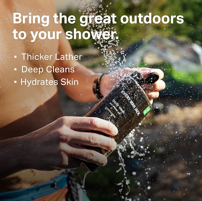 Every Man Jack Amber + Sandalwood Mens Body Wash for All Skin Types - Cleanse, Hydrate, and Smell Great - Free of Parabens, Phtalates, and Dyes - 33.8 fl oz (2 Pack)